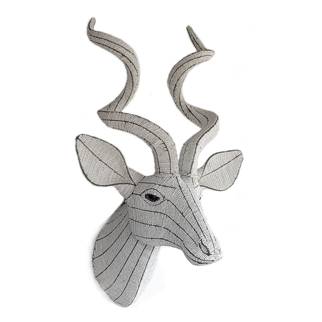 Kudu - Bead Trophy Head - White Masterpiece