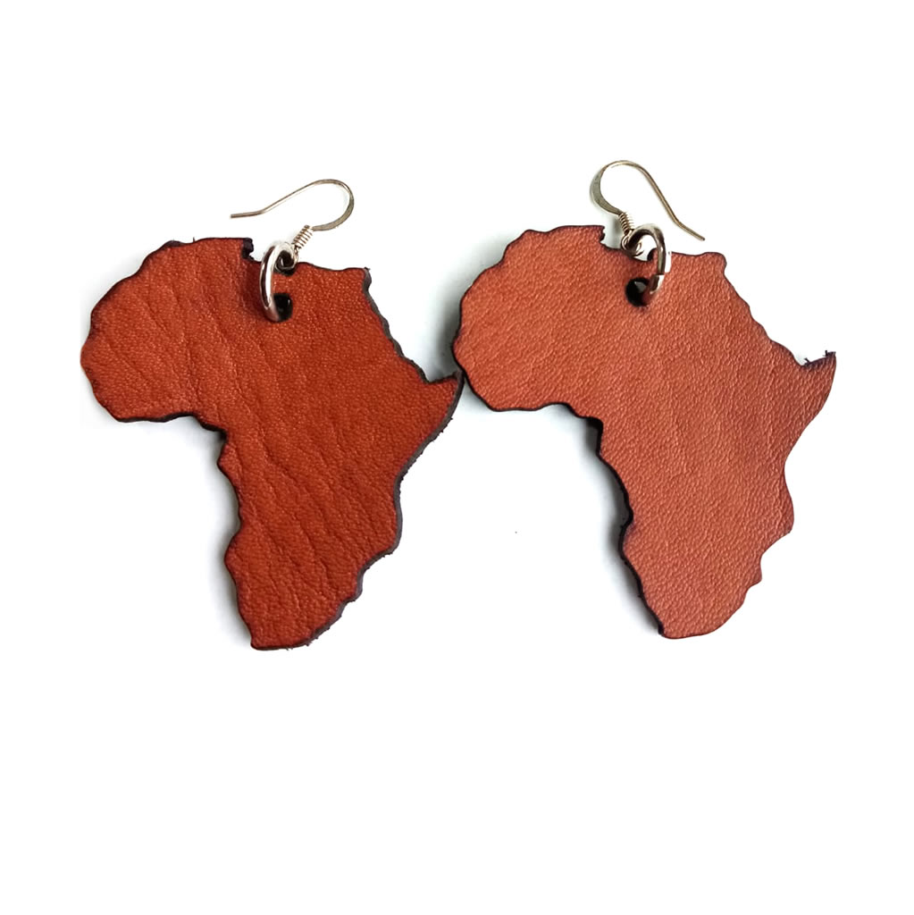 Leather Africa Drop Earrings