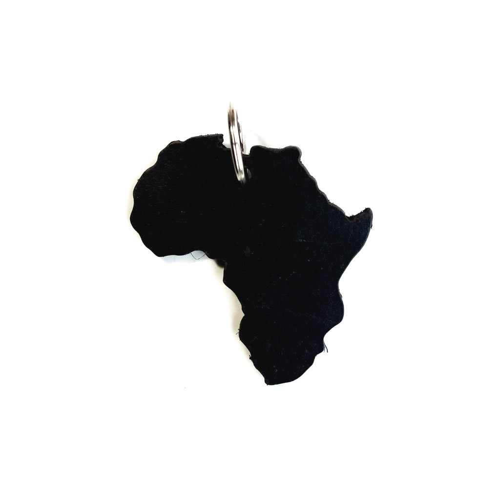Leather Keyring - Africa in Black