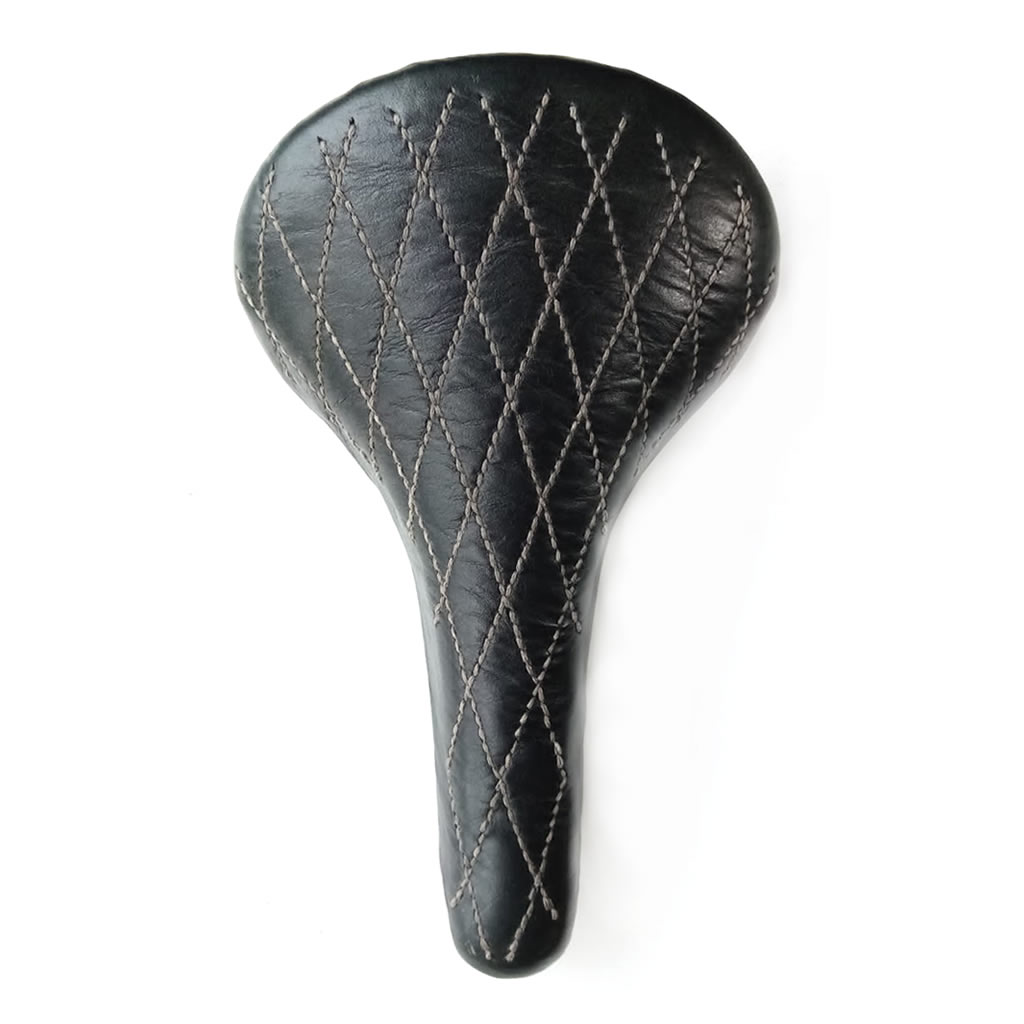 Leather Bicycle Saddle - Black Diamond