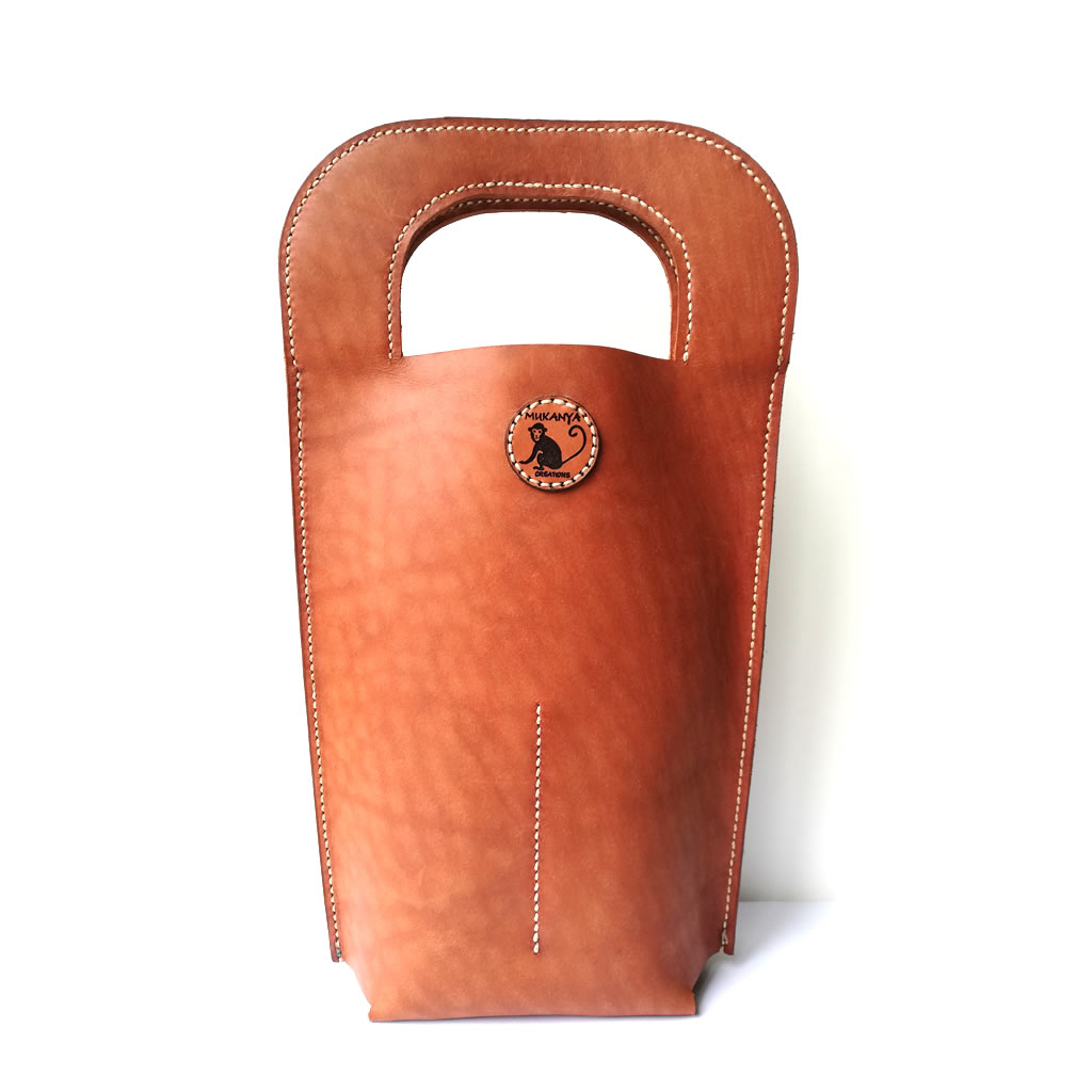 Leather Wine Carrier - Chestnut