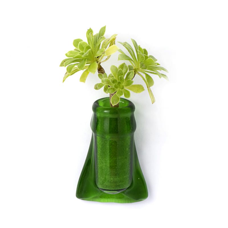 Fridge Magnet Vase - Green Flared Glass