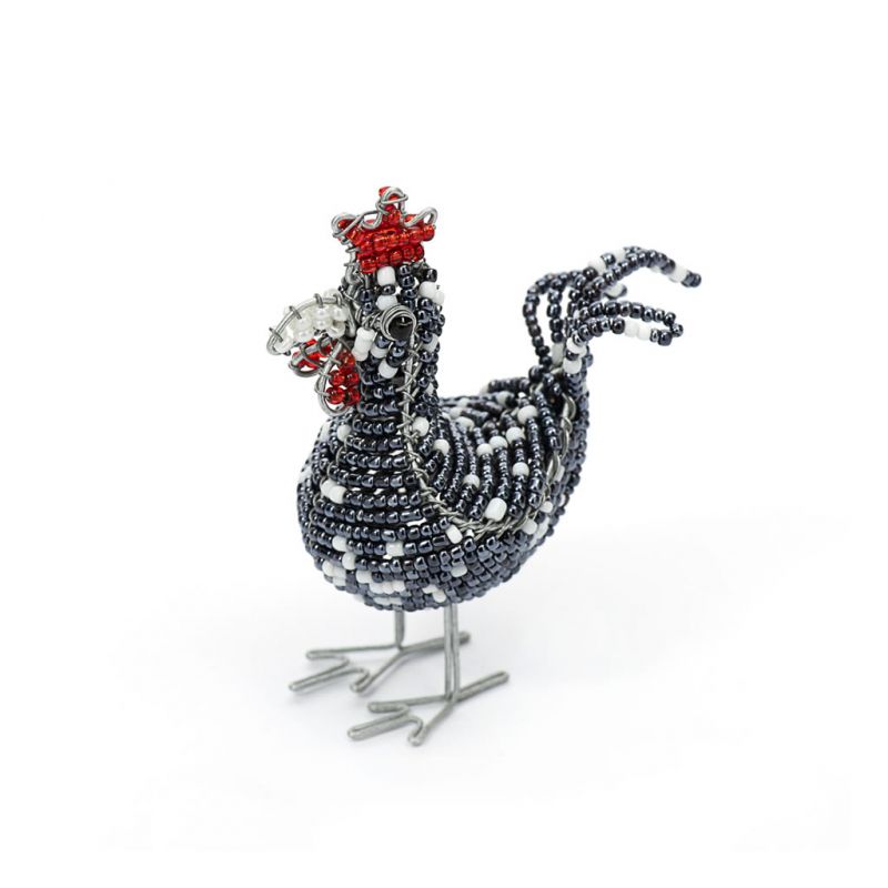 Rooster - Bead & Wire - Small Grey