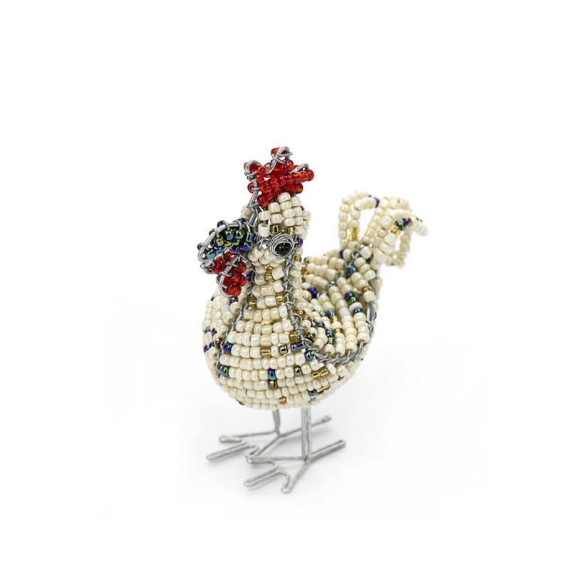 Rooster - Bead & Wire - Small White