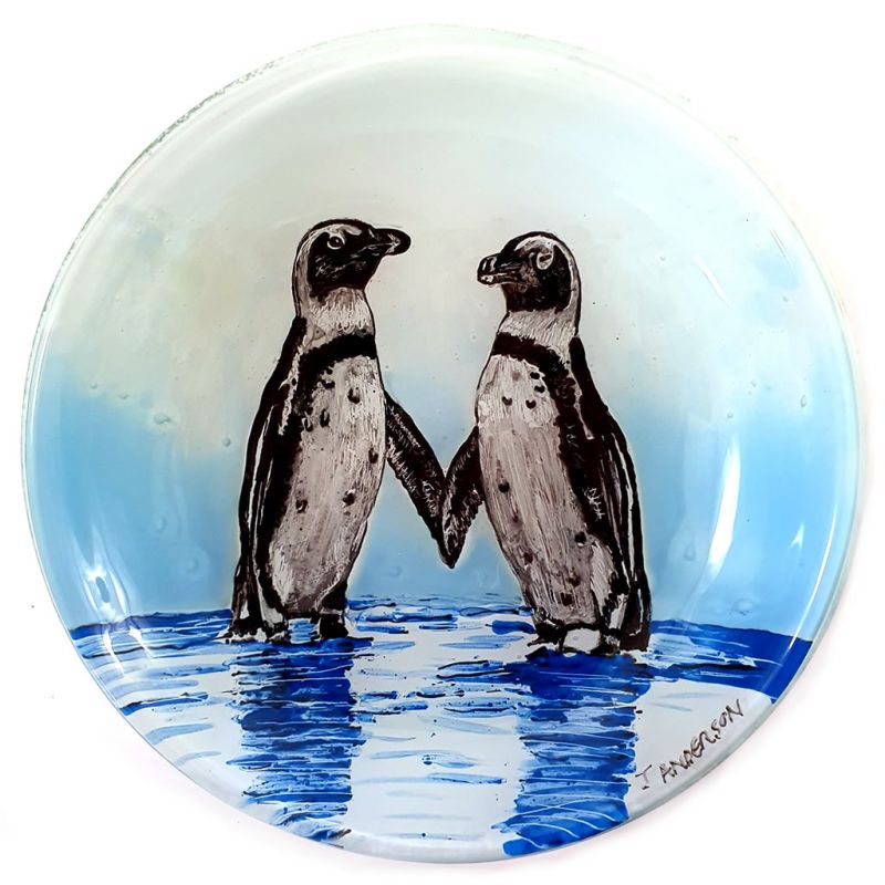 Glass Bowl - Penguins in Pool