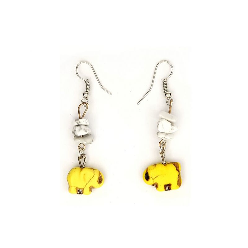 Earrings - Elephant Charm - Yellow