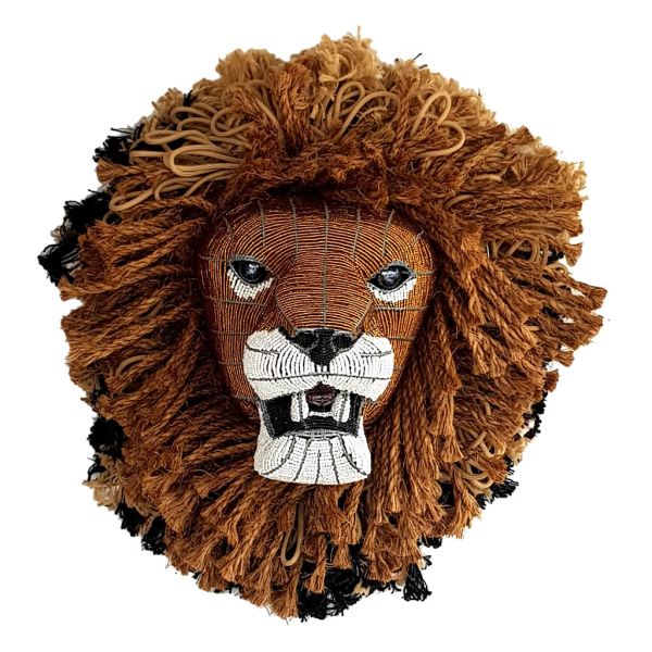Lion - Bead Trophy Head - Gold Rope Mane